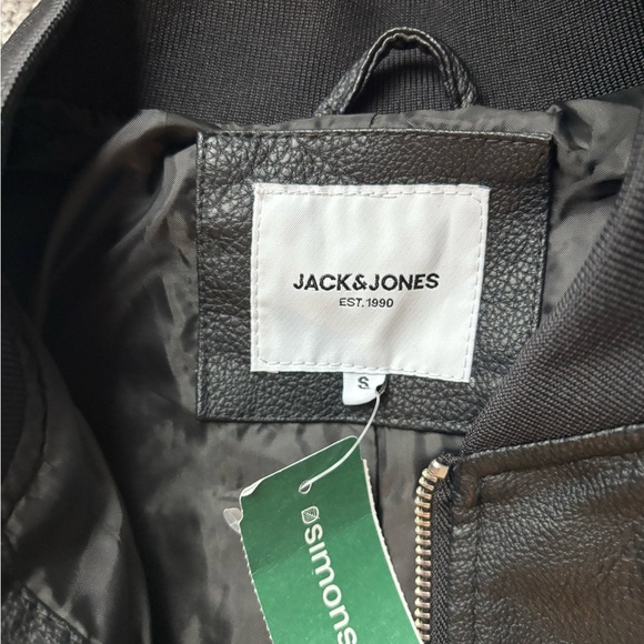 Brand New Jack & Jones Faux Leather Bomber Jacket – Size Small - Picture 6 of 14